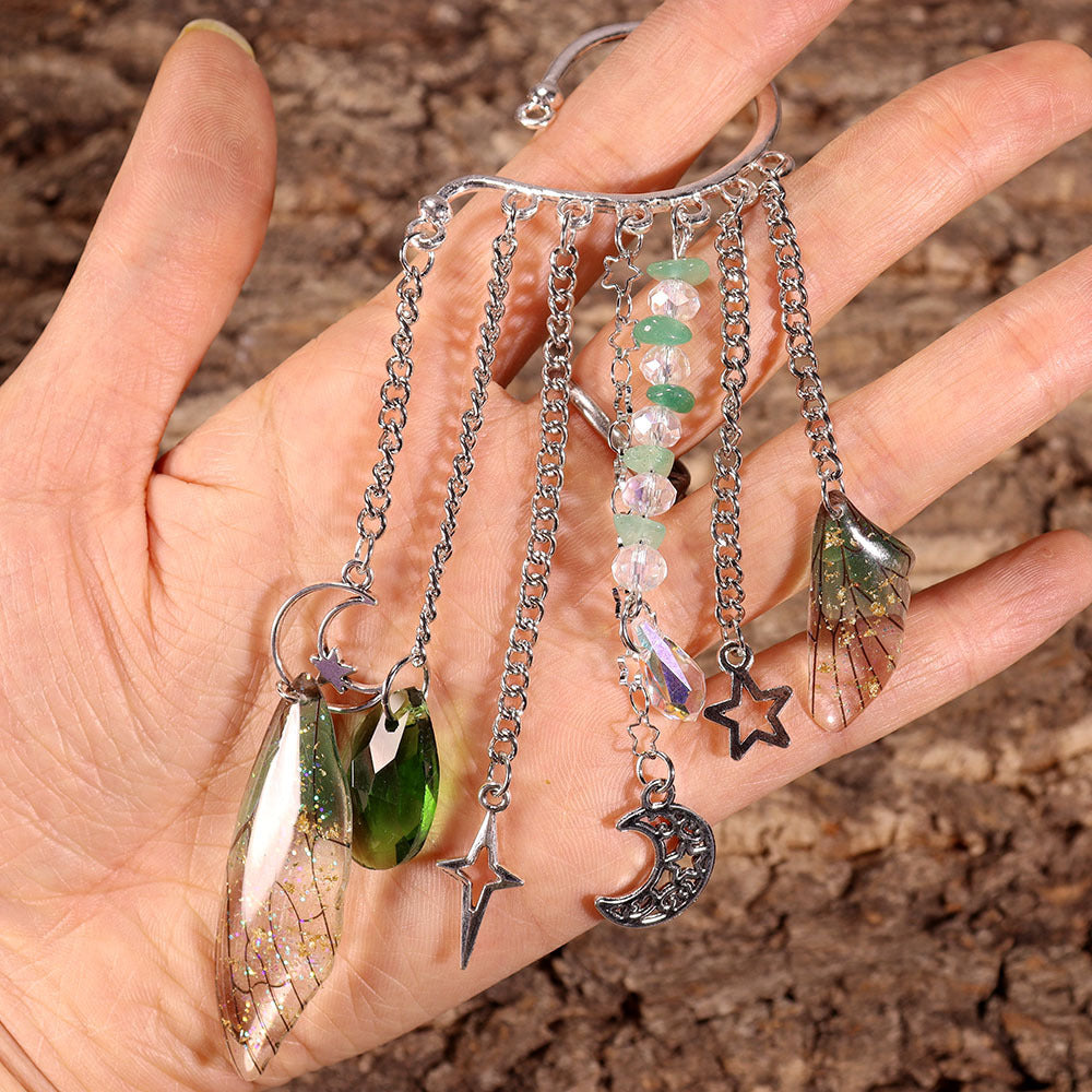 Natural Crystal Gravel Silver Ear Hook Handmade Earrings