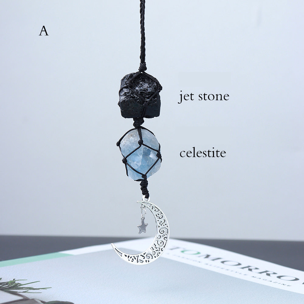 Natural Crystal Rough Diy Hand Woven Car Hanger
