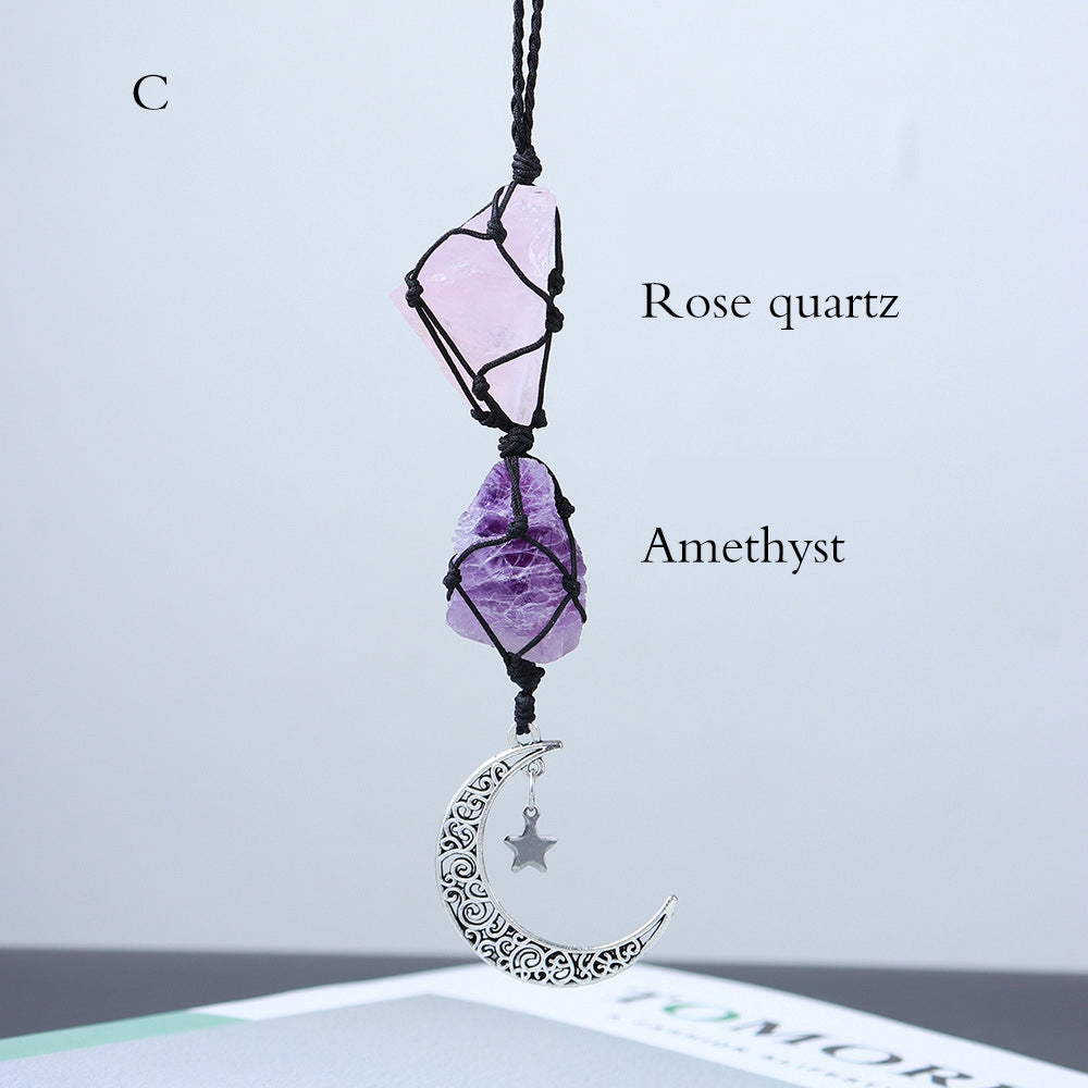 Natural Crystal Rough Diy Hand Woven Car Hanger