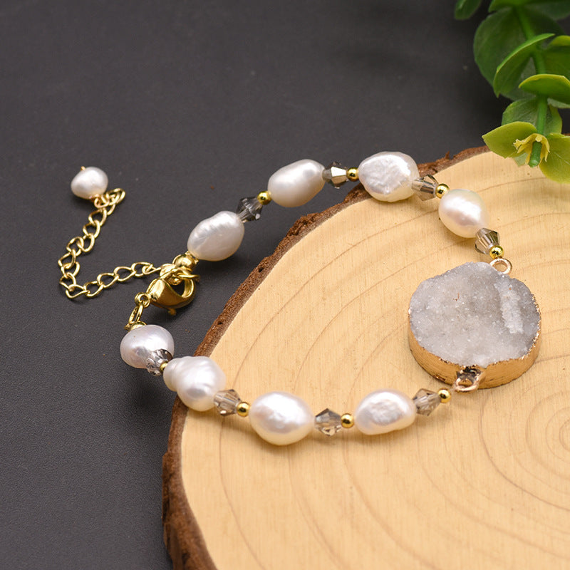 Natural Crystal Baroque Pearl Bracelet