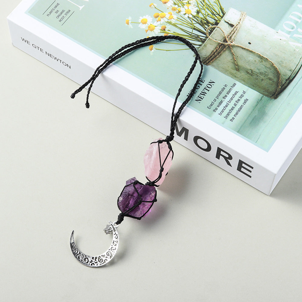 Natural Crystal Rough Diy Hand Woven Car Hanger