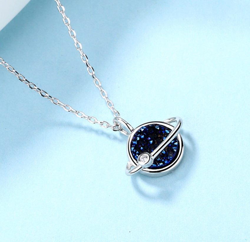 Crystal cluster planet necklace