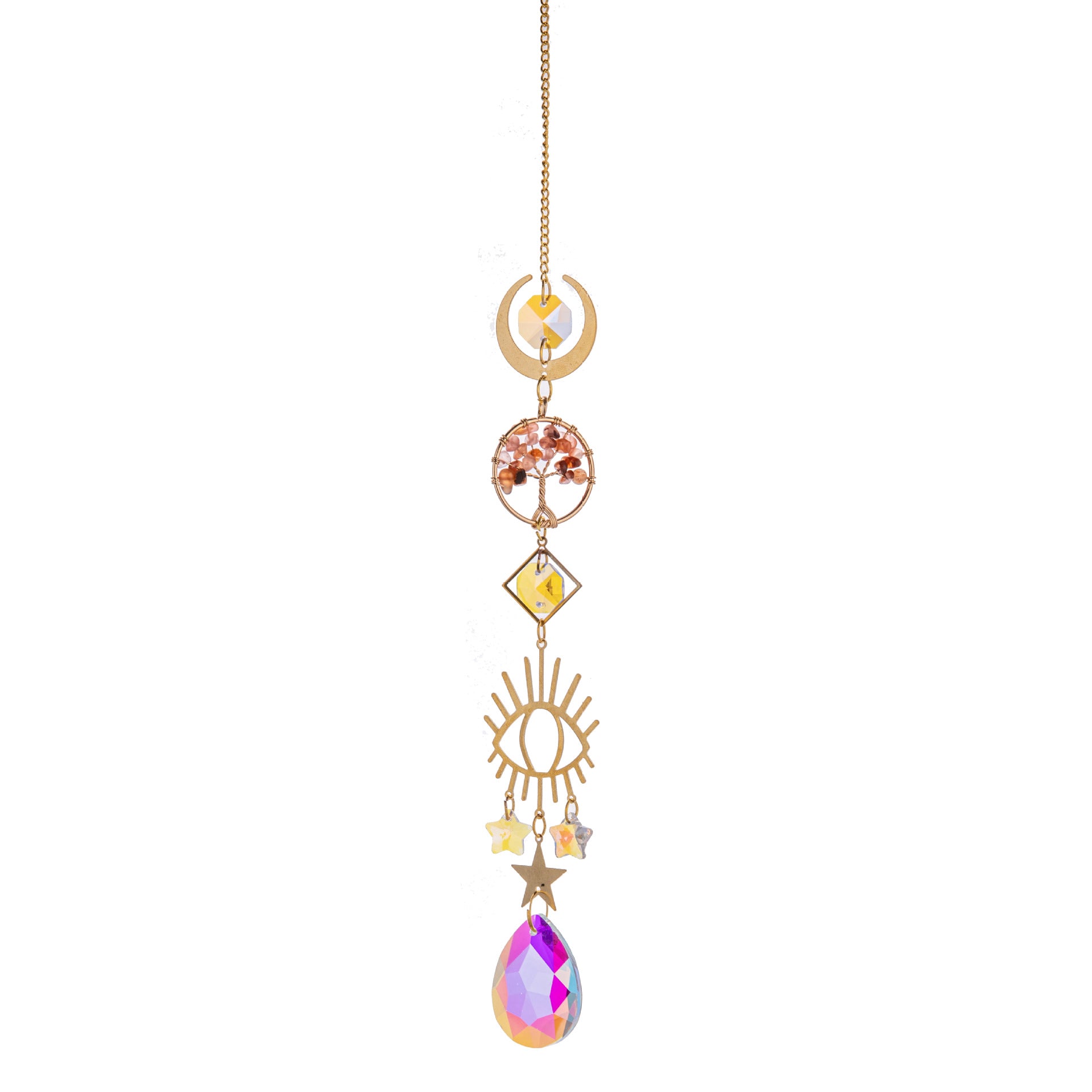Natural Gold Lucky Tree Crystal Sun Catcher Pendant Pendant