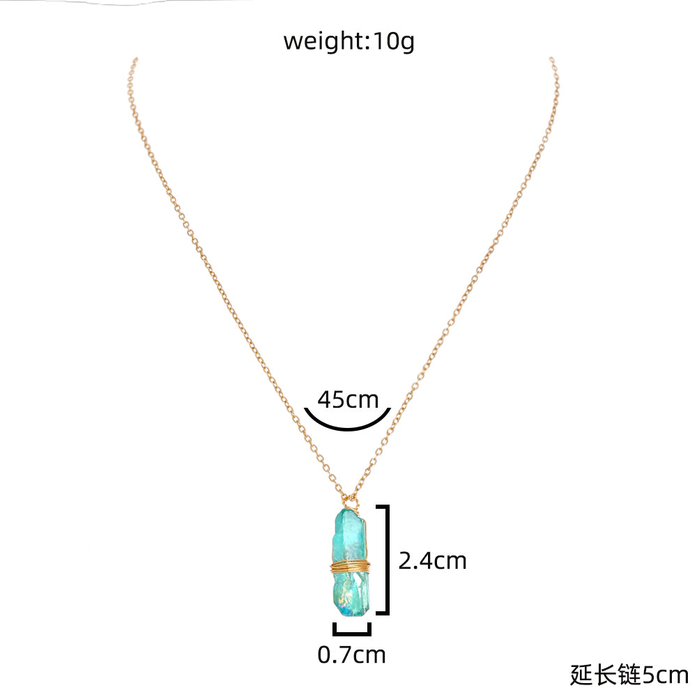 Green Crystal Beads Natural Stone Handmade Pendant Necklace