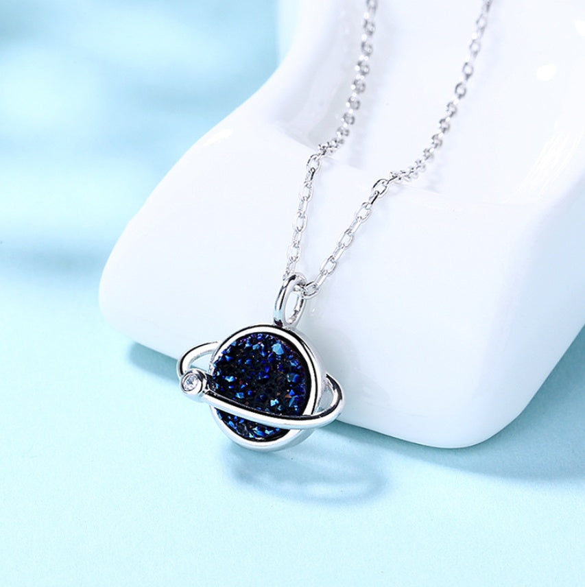Crystal cluster planet necklace