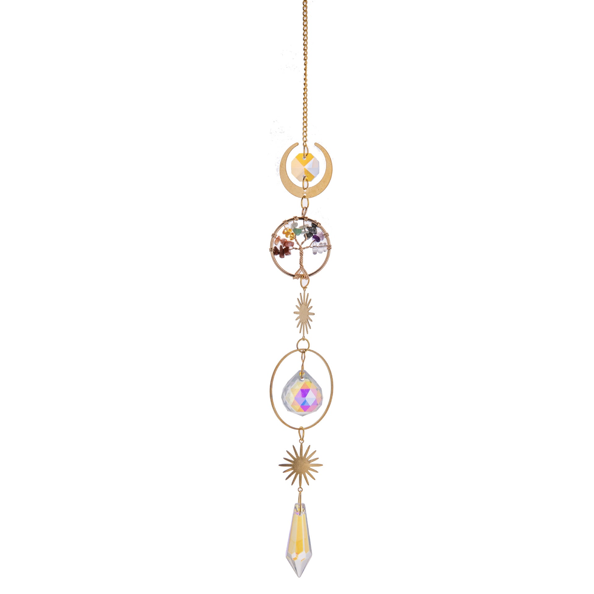 Natural Gold Lucky Tree Crystal Sun Catcher Pendant Pendant