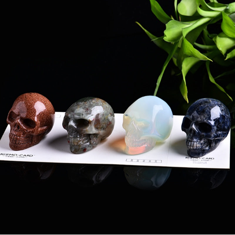 Natural Crystal Skull Semi-precious Stone Carving Crafts Ornaments
