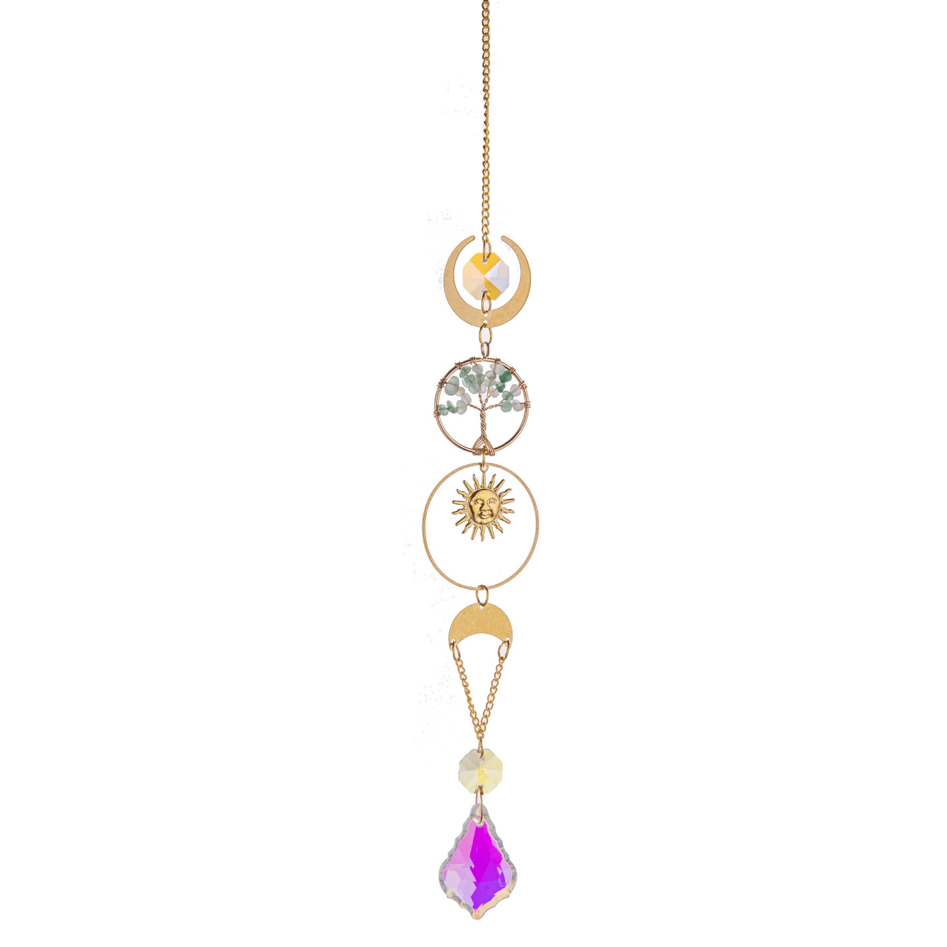 Natural Gold Lucky Tree Crystal Sun Catcher Pendant Pendant