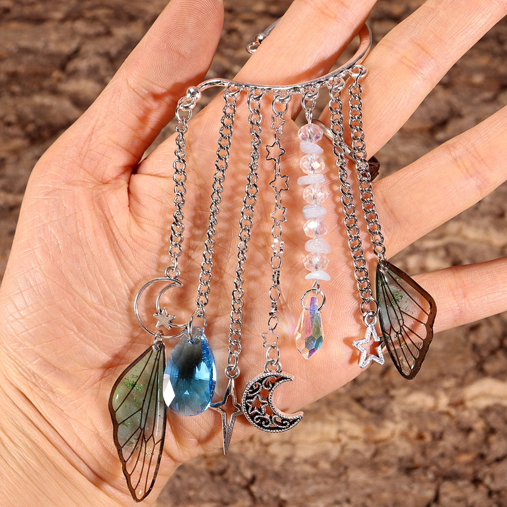 Natural Crystal Gravel Silver Ear Hook Handmade Earrings