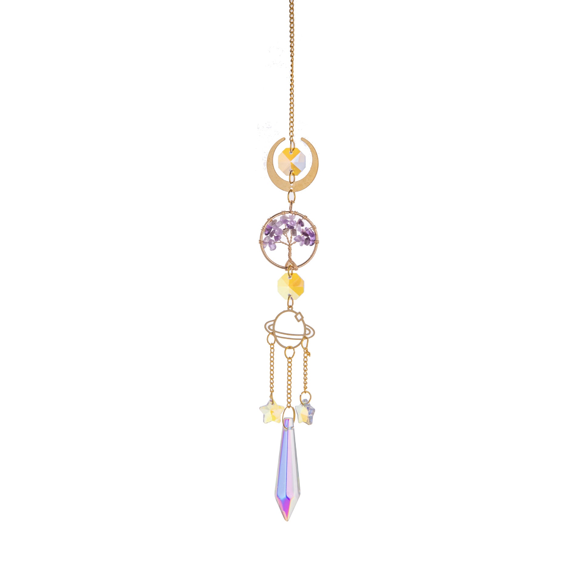 Natural Gold Lucky Tree Crystal Sun Catcher Pendant Pendant