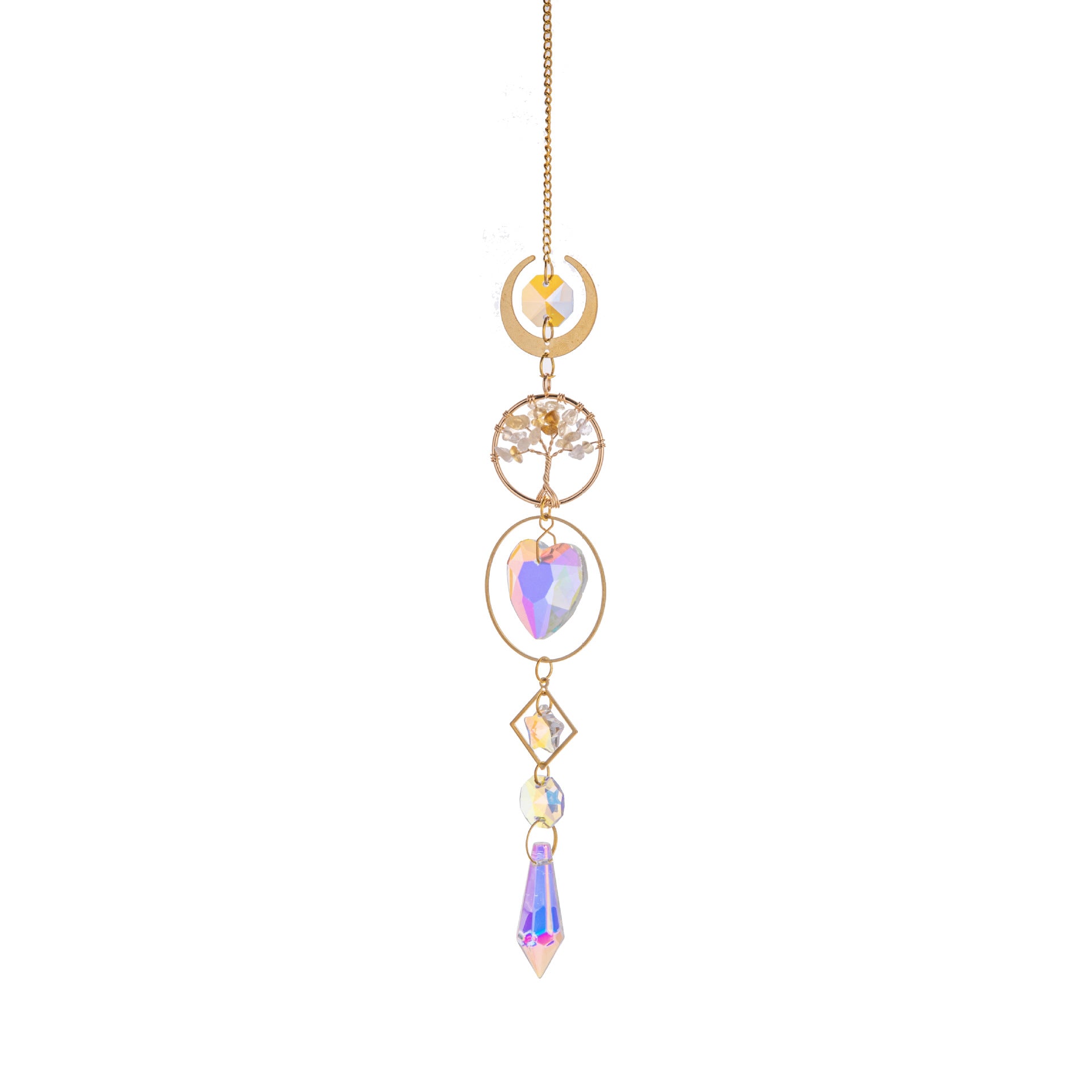 Natural Gold Lucky Tree Crystal Sun Catcher Pendant Pendant