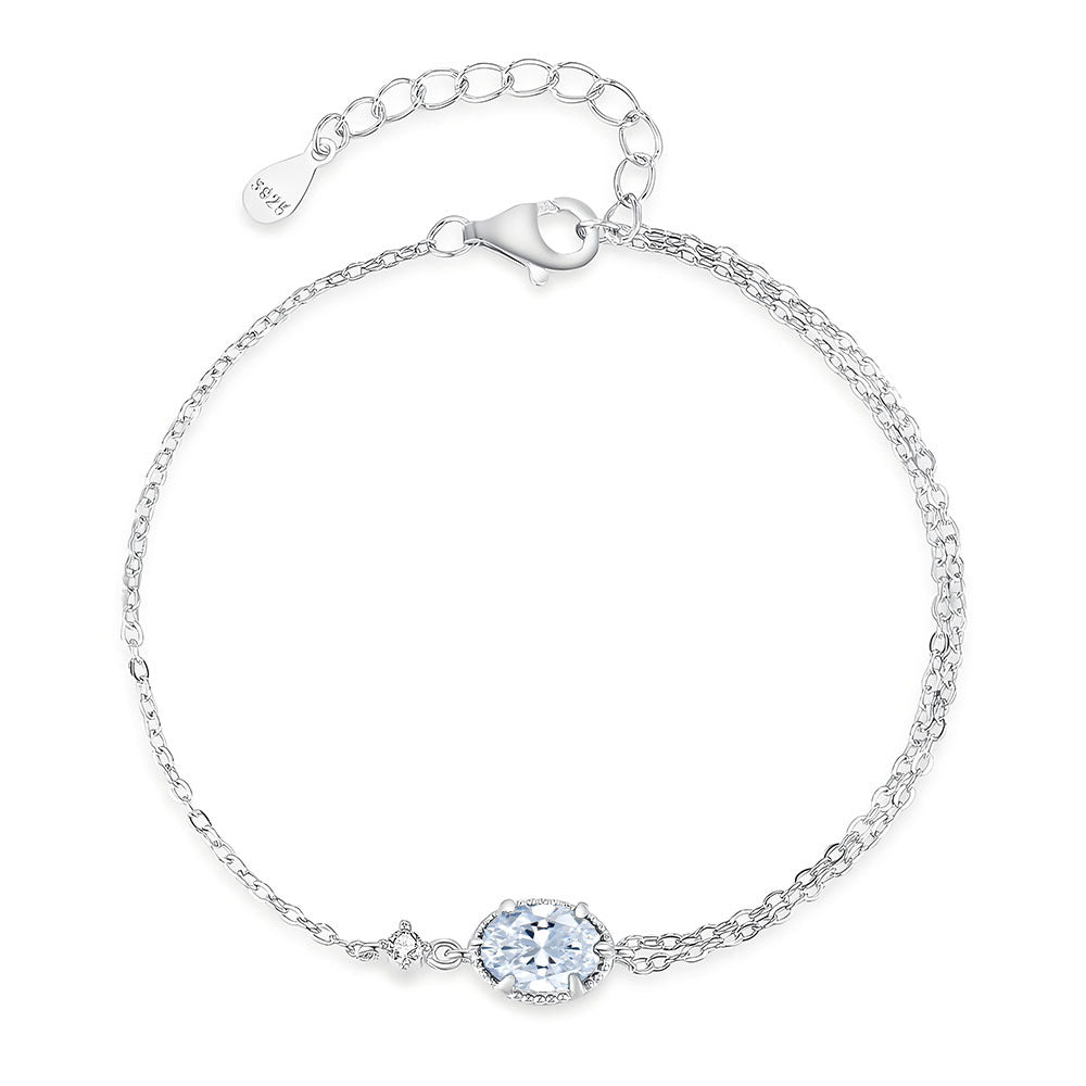Silver Single- And Double-layer Cross-link Assembled Bracelet