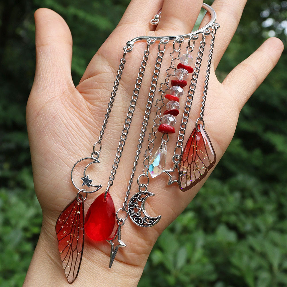 Natural Crystal Gravel Silver Ear Hook Handmade Earrings
