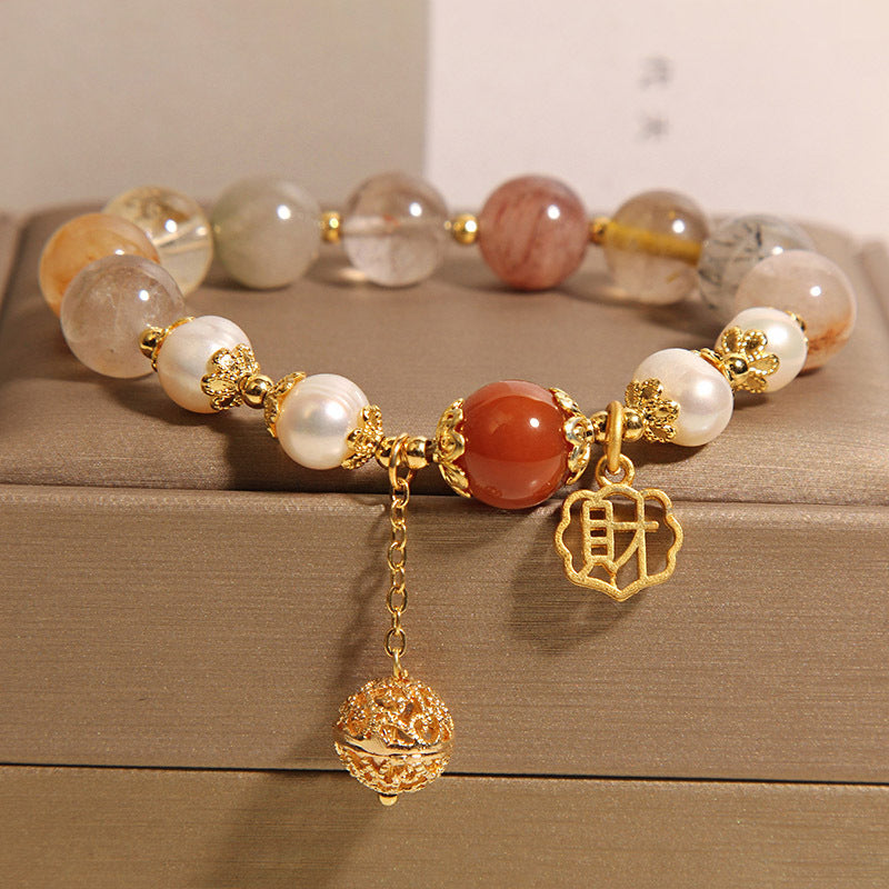 Natural Color Hair Crystal Pearl Bracelet For Women