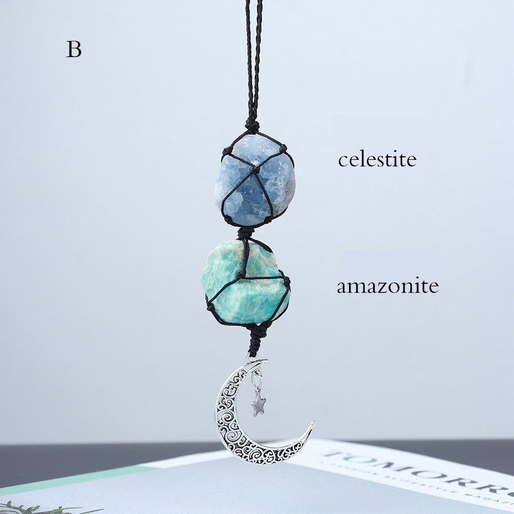 Natural Crystal Rough Diy Hand Woven Car Hanger