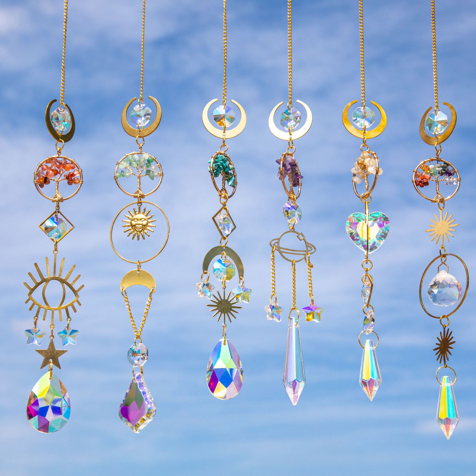 Natural Gold Lucky Tree Crystal Sun Catcher Pendant Pendant