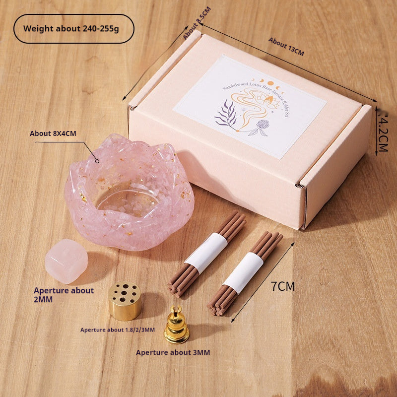 Natural Crystal Gravel Epoxy Lotus Incense Stick Suit