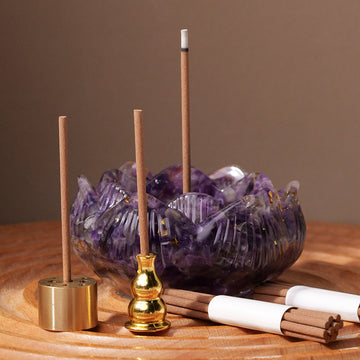 Natural Crystal Gravel Epoxy Lotus Incense Stick Suit