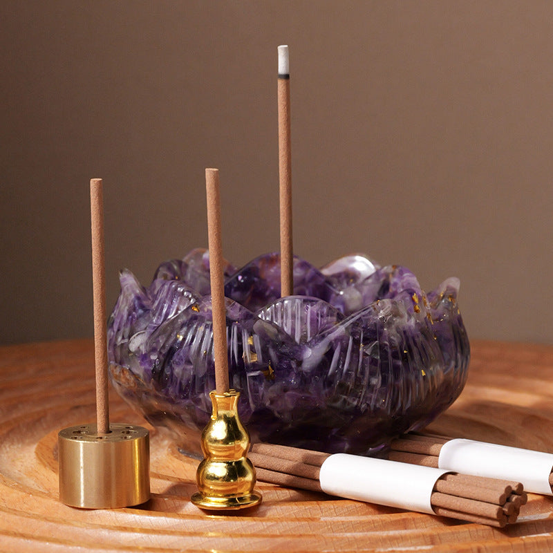 Natural Crystal Gravel Epoxy Lotus Incense Stick Suit