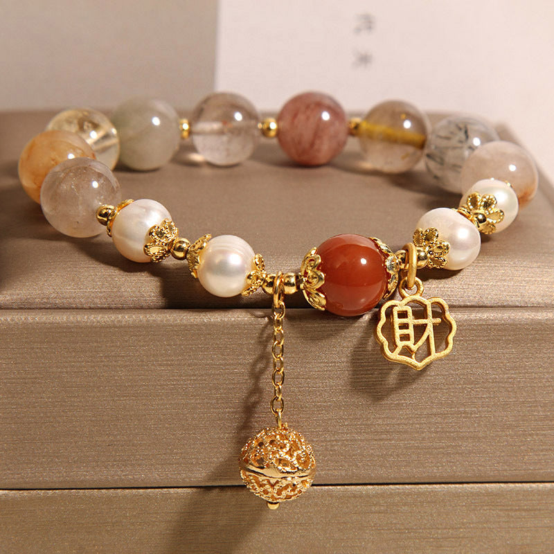 Natural Color Hair Crystal Pearl Bracelet For Women