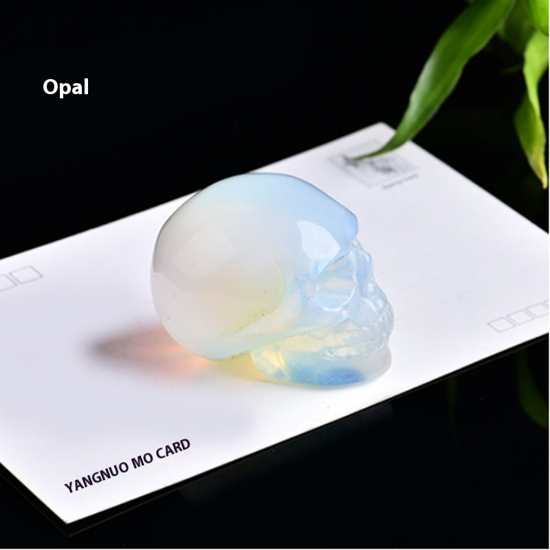 Natural Crystal Skull Semi-precious Stone Carving Crafts Ornaments
