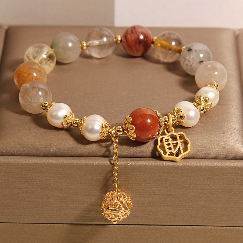 Natural Color Hair Crystal Pearl Bracelet For Women