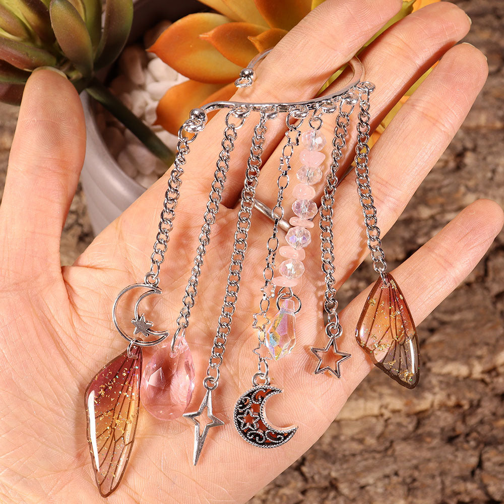 Natural Crystal Gravel Silver Ear Hook Handmade Earrings