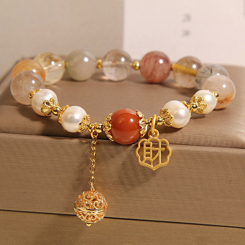 Natural Color Hair Crystal Pearl Bracelet For Women