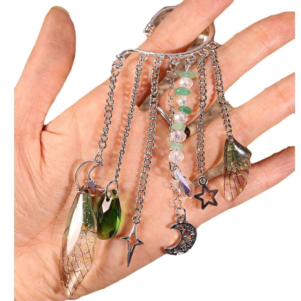 Natural Crystal Gravel Silver Ear Hook Handmade Earrings