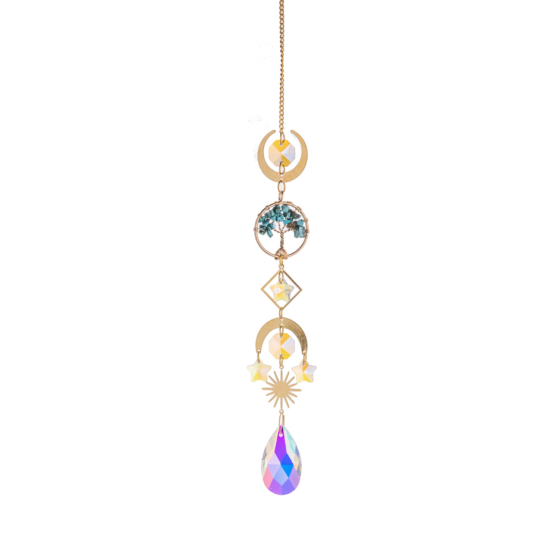 Natural Gold Lucky Tree Crystal Sun Catcher Pendant Pendant
