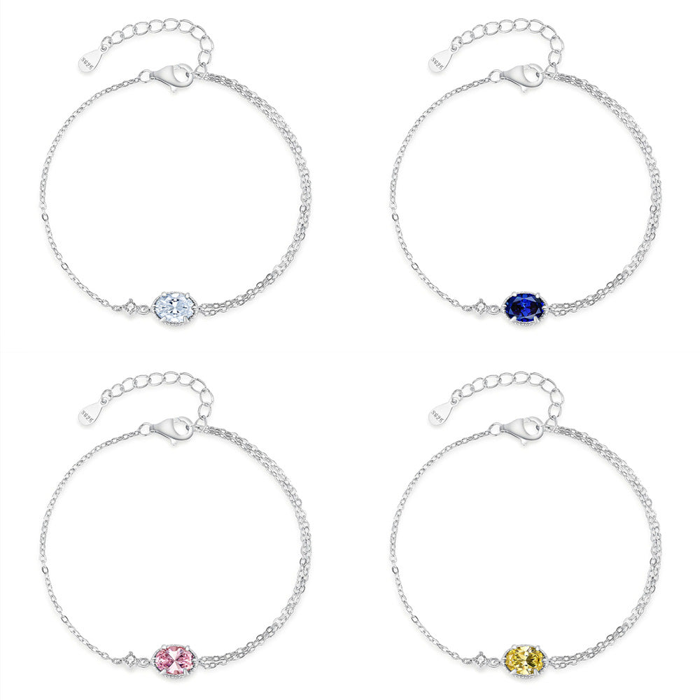 Silver Single- And Double-layer Cross-link Assembled Bracelet