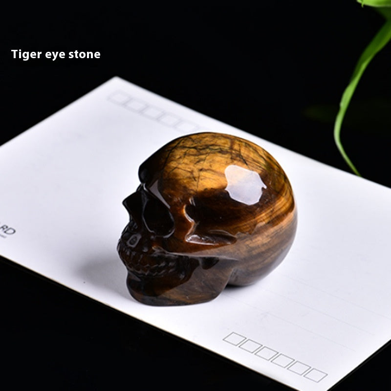Natural Crystal Skull Semi-precious Stone Carving Crafts Ornaments