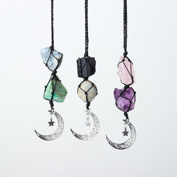 Natural Crystal Rough Diy Hand Woven Car Hanger