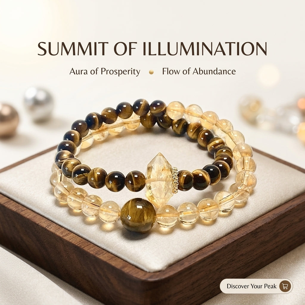 "The Prosperity Flow" – Natural Citrine, Aquamarine & White Phantom Quartz Healing Bracelet