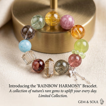 16mm Oversized Natural Multi-Gemstone & Rutilated Quartz Bracelet