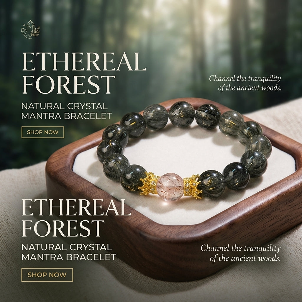 Natural 12mm Green Rutilated Quartz & Super Seven Crystal Wealth Bracelet