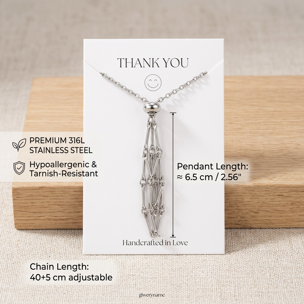 Geometric Cage Crystal Necklace, Raw Malachite & Tiger's Eye Pendant, Metal Net Pocket Jewelry for Women & Men, Industrial Style Healing Stone, Adjustable Long Chain